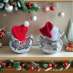 Figurine <span class=keywords><strong>de</strong></span> canard boule à facettes avec <span class=keywords><strong>bonnet</strong></span> tricoté pour décoration <span class=keywords><strong>de</strong></span> Noël et <span class=keywords><strong>de</strong></span> table - Product Image 5