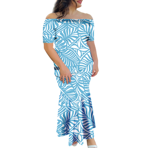 Robe en queue de poisson près du corps décontractée de sortie d'usine vêtements personnalisés robe sirène de mariage hawaïenne de luxe à épaules dénudées pour femmes - Product Image 3