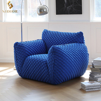 Gervasoni Lounge Suite Ensemble de canapés Mobilier de salon Contemporain Minimaliste Sectionnel Bleu Lin Tissu Modulaire Canapé simple