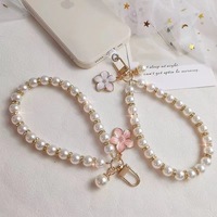 Porte-clés tendance en plastique avec perles, fleur, bijou pour femme, pendentif perle, coquillage, breloque pour sac, accessoire pour clé de voiture