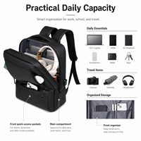 Sac à dos pour ordinateur portable avec logo personnalisé, 15,6 pouces, résistant à l'eau, sac de voyage d'affaires avec port USB, sac à dos pour ordinateur portable pour hommes