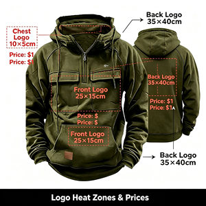 Felpa <span class=keywords><strong>con</strong></span> <span class=keywords><strong>Mezza</strong></span> <span class=keywords><strong>Zip</strong></span> e Tasche Multiple per <span class=keywords><strong>Uomo</strong></span>, Stile Workwear, Top Sportivo Casual in Tinta Unita, Direttamente dalla Fabbrica - Product Image 6