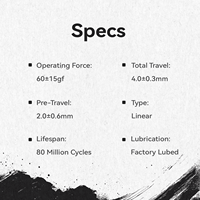 GATERON INK V2 Black Pro POM Stem Switch Paket Ritel 35 Per Kotak Sudah Dilumasi Linear 60g Kustom DIY 5pin Keyboard Mekanik