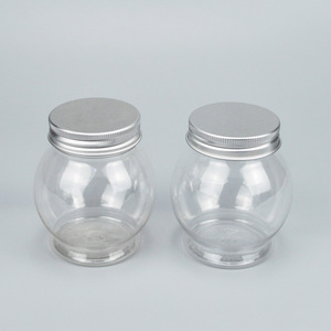Transparent Round PET Food Packaging Bottles 220ml Screw <b>Cap</b> <b>Plastic</b> Candy Container - Product Image 1