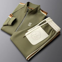 Ensemble de survêtement sport deux pièces tendance pour homme, nouvelle collection automne-hiver, col montant, sweat-shirt décontracté à manches longues brodé