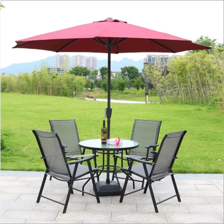 Al aire libre muebles especiales de aleación de aluminio de la terraza jardín mesa y silla de mesa Rectangular varios asiento mesa de comedor y silla Le