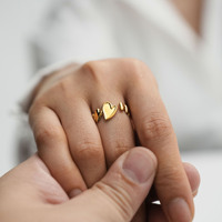 Bagues ajustables mixtes pour femmes, plaquées or 18 carats, étanches, bijoux de mariage et de fiançailles en gros, bagues en acier inoxydable en vrac