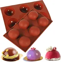 Molde de chocolate meia-redondo, 6 peças, forma redonda, ferramentas de cozimento, cozinha, acessórios de silicone, molde de chocolate