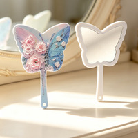 Nouveau miroir de maquillage portable en forme de papillon, miroir à cils arc-en-ciel, miroir portable pour filles