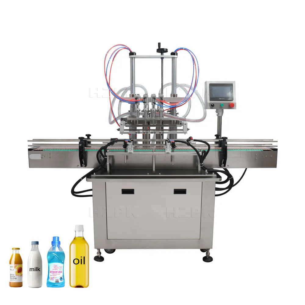 Hzpk स्वचालित पेय दूध का रस पानी तरल ग्लास कॉस्मेटिक लोशन प्लास्टिक बॉटलिंग पैकिंग फिलिंग मशीन