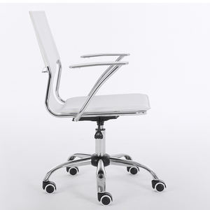 Silla de escritorio de recepción con brazos estrechos, marco de metal y cuero, acabado duro - Product Image 2