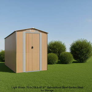 Caseta de Jardín de Acero Galvanizado Marrón Claro de 75.6x238.6x87.8 cm para Almacenamiento - Product Image 2