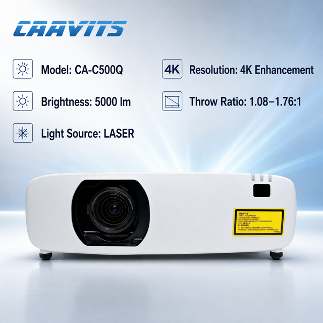 CAAVITS 5000 Lumens HDR Projector 4K 3LCD Laser 4K Home Cinema for Auditorium Projectors Projector Factory CA-C500Q