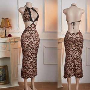 Nouvelle collection 2026 : Pyjama sexy pour femme, imprimé léopard, <span class=keywords><strong>dos</strong></span> <span class=keywords><strong>nu</strong></span>, <span class=keywords><strong>longue</strong></span> jupe en dentelle, lingerie sexy, chemise de nuit, vêtements de nuit pour femmes - Product Image 2