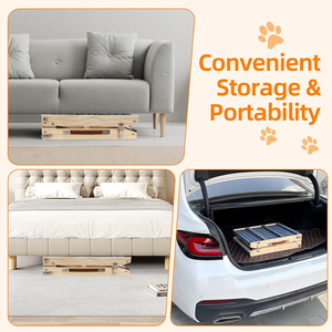 <span class=keywords><strong>Escaleras</strong></span> Plegables de Madera para Perros, Altura Ajustable, Rampa para Perros Pequeños y Grandes, para Sofá y Cama, con Tapete Antideslizante - Product Image 5