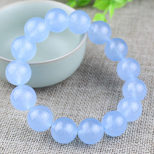 Quartzite Imitation Aquamarine Chalcedony <b>Bracelet</b> 8-14mm Round Beads Single Strand Crystal Jewelry Unisex Everyday Wear - Product Image 1