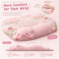 Tapis de souris ergonomique avec repose-poignet en gel, motif cochon mignon, logo personnalisé, vente en gros, base antidérapante