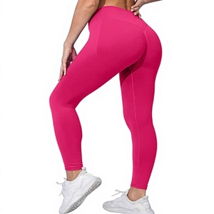 Pantalones de <span class=keywords><strong>yoga</strong></span> de cintura alta para mujer, color liso, estilo euroamericano, con efecto levanta glúteos, de Spandex/Nylon, de longitud completa, de secado rápido - Product Image 1