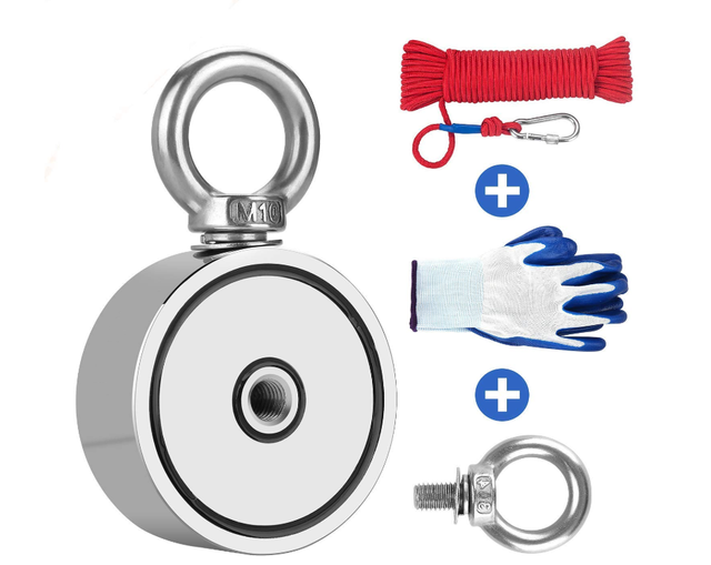 Super Strong Round Neodymium 80kg-200kg Fishing Magnet with Rope High-Power Magnetic Materials