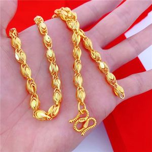 สร้อยคอแฟชั่นดีไซน์ทันสมัยชุบทอง 24K แบบยูนิเซ็กซ์จากดูไบ ลายแกะสลักรูปเมล็ดแตงโม รูปทรงหยดน้ำ  งานเลียนแบบเครื่องประดับไทย - Product Image 1