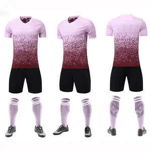 Set Jersey Casaco de t-shirt barato Adult And Children's Wholesale Customized Cheap Football Uniform For Pink