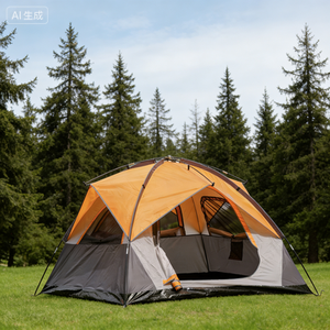 Tente de <span class=keywords><strong>camping</strong></span> extérieure à une chambre, <span class=keywords><strong>double</strong></span> couche, deux portes, deux fenêtres, quatre saisons, avec fibre de verre Oxford, pour 3-4 personnes - Product Image 6
