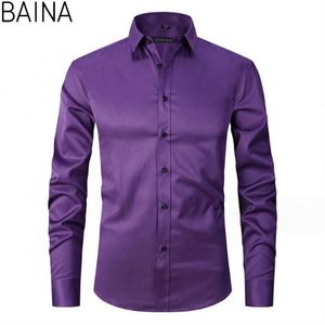 Chemise blanche décontractée 2026 à col montant et manches longues pour homme – Chemises habillées de bureau formelles pour hommes - Product Image 6