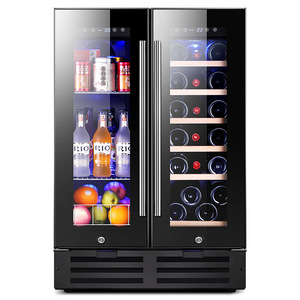 Enfriador de Vino con Puerta de Vidrio de Acero Inoxidable de Dos Zonas, Color Negro, para el Hogar, <span class=keywords><strong>Bodega</strong></span> Integrada - Product Image 1