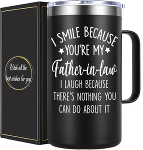 Taza de Café de Acero Inoxidable de 20 oz con la Frase 'I Smile You're My Father Law', Regalo para el Día <span class=keywords><strong>del</strong></span> Padre o Cumpleaños, Color Negro - Product Image 1