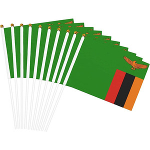 Cả hai bên với không có màu sắc khác nhau Zambia tay cờ 5.5x8.3in của Zambia với nhựa cực cho các sự kiện Bầu Cử quốc gia - Product Image 2