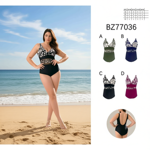 Costume da bagno intero taglie forti con controllo pancia, modello conservativo, monokini BZ77036 - Product Image 3