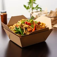 Vente en gros de boîtes à lunch jetables en papier kraft avec logo personnalisé finition mate pour l'emballage alimentaire à emporter pour sushis et nouilles