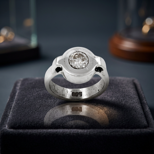 Anello in Argento 925 con <span class=keywords><strong>Diamante</strong></span> Rotondo, Montatura a Castone, Stile Minimalista, Unisex, per Uso Quotidiano - Product Image 2
