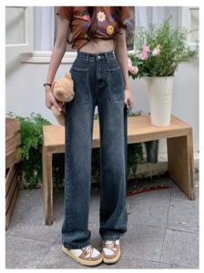 Jeans amples taille haute pour <span class=keywords><strong>femme</strong></span> avec fermeture éclair, style décontracté, grandes tailles, vente en gros du fabricant - Product Image 3