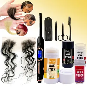 Benutzer definierte Logo Wac Stick Haar Styling Gel Bleistift Flacheisen DIY Schnitt Echthaar Rand Blond Schwarz HD Spitze Haaransatz Baby Haare Streifen