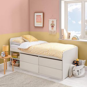 Cama individual <span class=keywords><strong>de</strong></span> <span class=keywords><strong>madera</strong></span> con 4 cajones <span class=keywords><strong>de</strong></span> almacenamiento, 2 estantes, cama elevada para niños - Product Image 2
