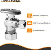 10 adet 1/2 " (5/8" OD) X 3/8 " Sıkıştırmalı PEX Krom Kaplama Pirinç Açılı Durdurma Vanası 1/4 Dönüşlü Kapatma Vanası Banyo Kullanımı