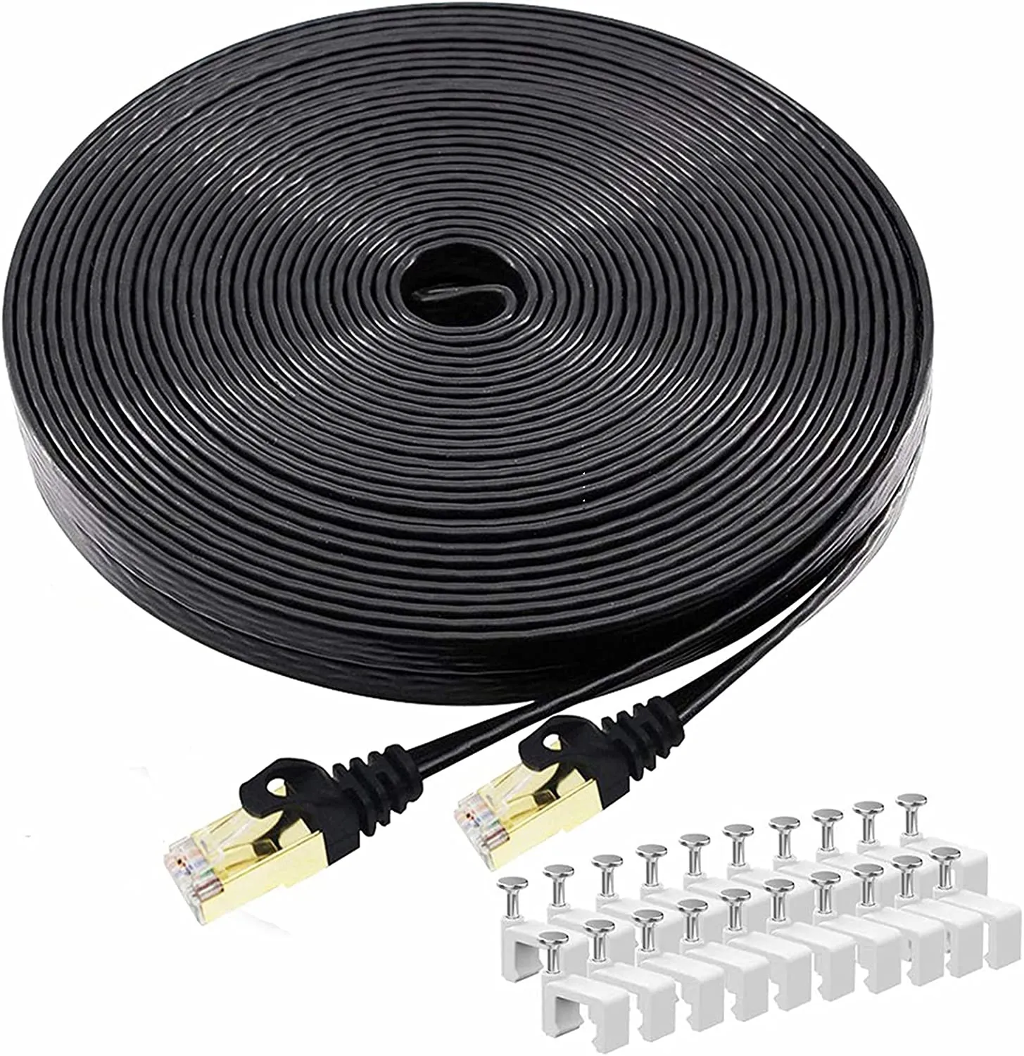 Cable plano Cat8 S/FTP, cable de conexión, conector de red Ethernet RJ45, cable de comunicación ultrafino