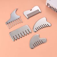 Peigne sans fil mini en acier inoxydable, masseur Gua Sha, planche de raclage des méridiens, produit de massage pour le cuir chevelu, le corps, le visage, le cou, le dos et les sacs