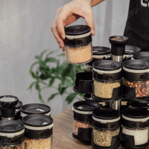 2026 New Lazy Susan Mini Glass Stackable <strong>Rotating</strong> Dustproof <strong>Spice</strong> Jar Set <strong>Rack</strong> for Kitchen Party Use - Product Image 2
