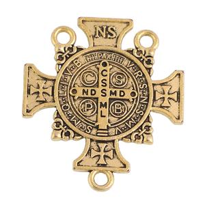 Centre de table en or antique plaqué or, croix bénédictine maltaise de Saint-Benoît de Nursie - Product Image 2