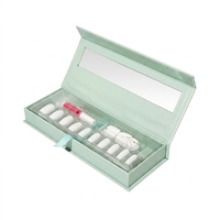 Boîte magnétique rigide personnalisée pour faux ongles avec fenêtre transparente, emballage de luxe en blister pour kits de faux ongles, boîte pour ensemble de soins de la peau