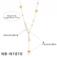 Collier avec pendentif en forme de cœur en or, lettres LOVE, accessoires de mode pour filles, bijoux en gros TGXL15364