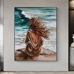 Tableau mural abstrait style bohème moderne, impression sur toile, <span class=keywords><strong>peinture</strong></span> à l'huile, femmes sexy, plage, portrait original, affiches décoratives pour chambre - Product Image 4