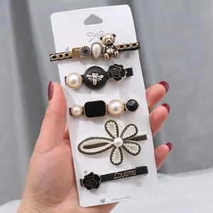 Trendy Leuke Beer Parel Haarspeld, Haar Clip Set, Rhinestone Barrette