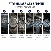 Pièce commémorative 3D personnalisée en relief, Serpent de mer Stormglass, Pièce de défi nautique, Cadeau souvenir, Vente en gros, Fabrication ODM