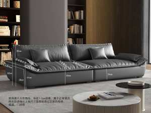 Mufang Canapé modulable en cuir véritable, design moderne, Mario Belinibok, ensemble de meubles de salon, hôtel, villa, lit inclus - Product Image 5