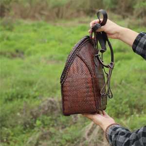 Bamboo Woven Backpack Handmade Retro Style Women's Bag Zhejiang Origin First Class Quality - Product Image 4