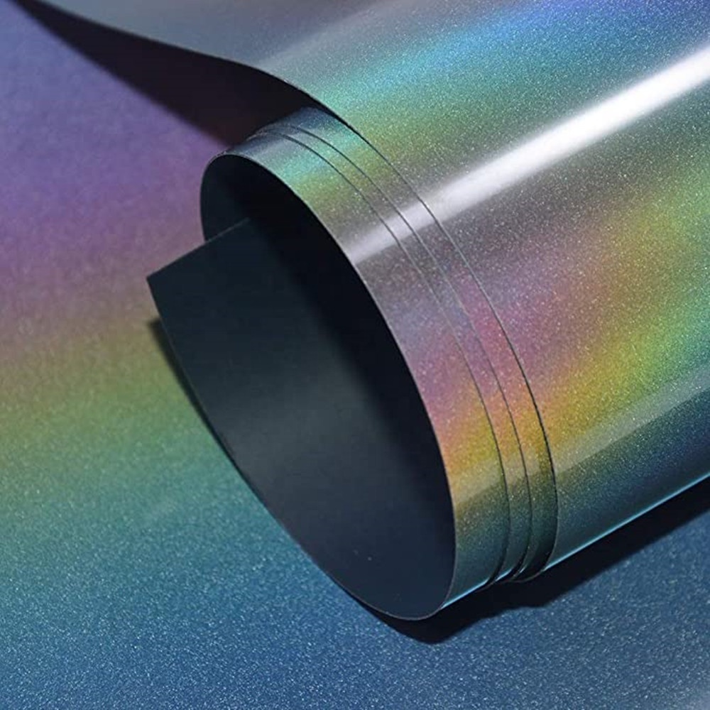 En gros Logo Personnalisé de Haute Qualité Dans Le Monde Entier Arc-En-Ciel Réfléchissant Transfert de Chaleur Vinyle