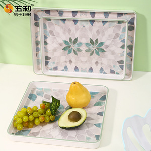 Wuhe Melamine Dinnerware Set Rectangular Modern Design Dishwasher Safe Daily Use - Product Image 2
